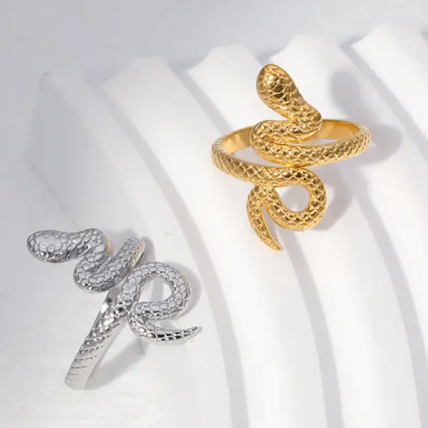 Wholesale Retro Snake Stainless Steel Open Ring 1 Piece
