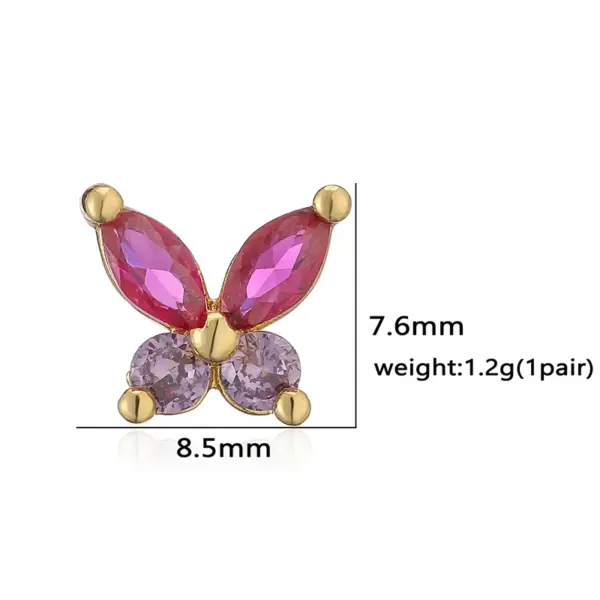 1 Pair Elegant Lady Modern Style Heart Shape agoy Butterfly Plating Inlay Copper Copper Zircon Ear Studs