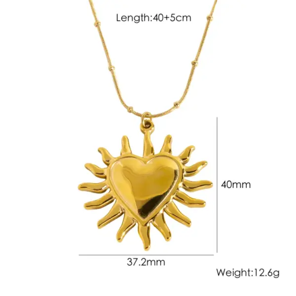 Ion Plating (IP) Real Gold Plated Sun 304 Stainless Steel Modern Style Waterproof Non Tarnish 304 Stainless Steel Pendant Necklace
