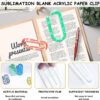 Wholesale Blank unfinished transparent acrylic paper clip bookmark DIY paper clip notebook file book card holder printing