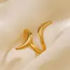 Wholesale PVD Coated 18K Gold Plated Lines 304 Stainless Steel IG Style Simple Style Waterproof Non Tarnish Open Rings