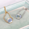 Wholesale New Aiwei Hexagonal Dried Flower Bracelet Gold Silver Colorful Small Flower Forget-Me-Not Dried Flower Stainless Steel Chain