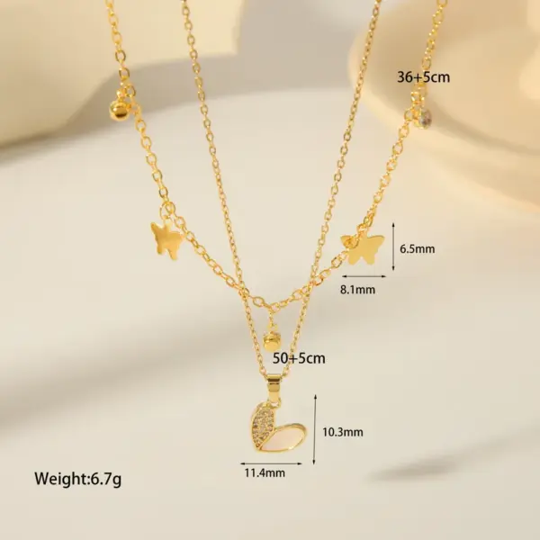 304 Stainless Steel 18K Gold Plated Casual Vintage Style Inlay Star Eye Butterfly Zircon Pendant Necklace