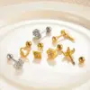 Wholesale 1 Piece 316 Stainless Steel Copper Zircon Ear Cartilage Rings & Studs Heart Shape Flower Ear Cartilage Rings & Studs