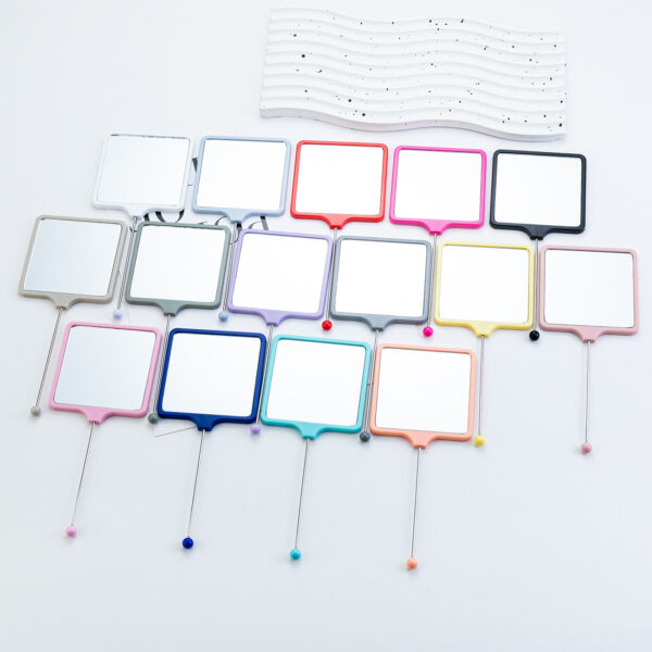 Wholesale Multicolor Handheld Square DIY Small Mirror Portable High-Definition Mirror Handheld Mirror Girls Special Handle Makeup Mirror