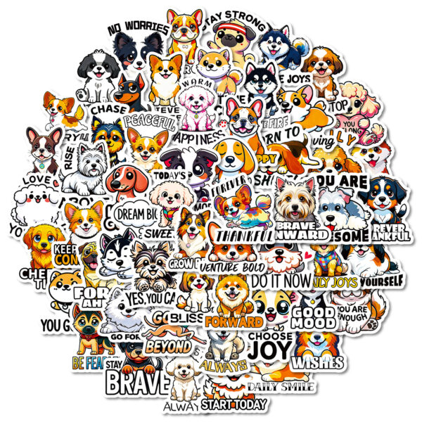 oly-3135b3453b26035843a68352da095a11 Wholesale 56 Cross-Border Cartoon Dog Stickers - Cute and Adorable Puppy Decals for Notebooks and Water Bottles (Waterproof)