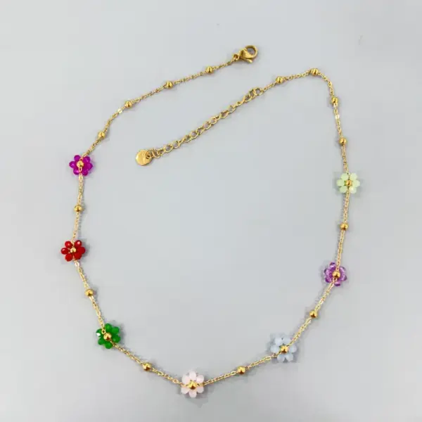 PVD Coated Real Gold Plated 18K Gold Flower Stainless Steel Simple Style Waterproof Non Tarnish Stainless Steel Necklace