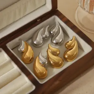 Wholesale 1 Pair Vintage Style Classic Style Water Droplets Mixed Metal Plating 304 Stainless Steel 18K Gold Plated Ear Studs