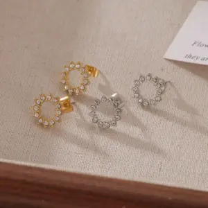 Wholesale Ion Plating (IP) 16K Gold Platinum Real Gold Plated Round 304 Stainless Steel Modern Style Simple Style IG Style Waterproof Non Tarnish Ear Studs