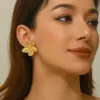Wholesale 1 Pair Sweet Streetwear Flower Petal Flowers 304 Stainless Steel Imitation Gold Electroplating Ear Studs