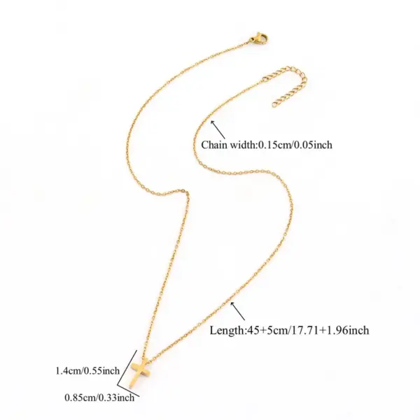 Wholesale PVD Coated Real Gold Plated Cross 201 Stainless Steel 304 Stainless Steel Simple Style Classic Style Waterproof Non Tarnish 201 Stainless Steel Pendant Necklace