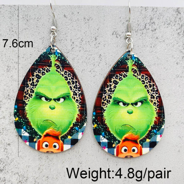 Wholesale Christmas Grinch Wooden Earrings Acrylic Earrings