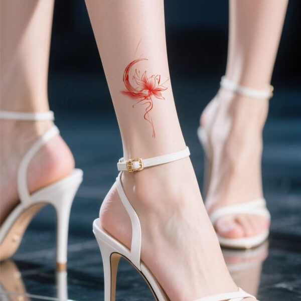 Wholesale Beautiful Lotus Tattoo Stickers, Colorfulful Ancient Style, High-End, High-Looking Ankle Waterproof and Long-Lasting Flower Tattoo Stickers for Collarbone