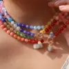 Wholesale Ion Plating (IP) 18K Gold Plated Palm Dolphin Heart Shape 304 Stainless Steel Crystal Glass Vacation Beach Waterproof Non Tarnish OT Clasp Toggle Closure Pendant Necklace