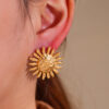 Wholesale European and American Cross-border Hammer Sunflower Stainless Steel Earrings Women's Light Luxury High-end Atmospheric 18k Gold Plated Earrings Earrings