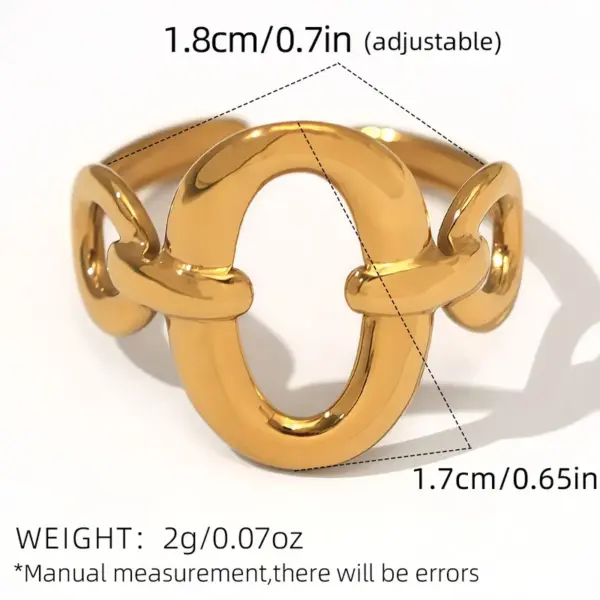 Wholesale PVD Coated Real Gold Plated 18K Gold Circle 304 Stainless Steel Casual Simple Style Waterproof Non Tarnish Adjustable Ring