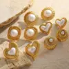 1 Pair Casual Basic Simple Style Round Heart Shape Inlay 304 Stainless Steel Imitation Pearl 18K Gold Plated Ear Studs