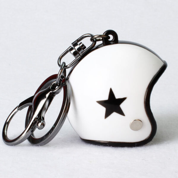 Wholesale Five-pointed star pattern small helmet car key chain motorcycle hat shape student luggage pendant doll machine jewelry