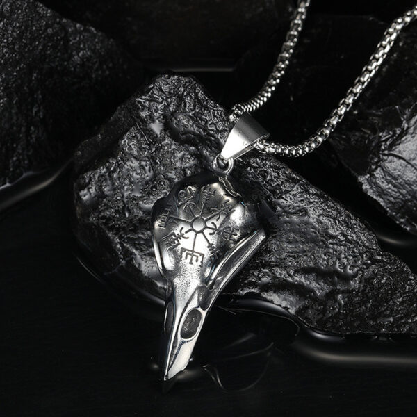oly-316631893a61baf720bc14b67c6e7c0e Wholesale Cross-border Explosions Nordic Retro Crow Skull Viking Stainless Steel Necklace Punk Skull Eagle Pendant for Men