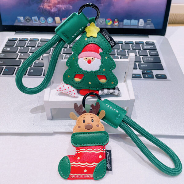Wholesale Leather Christmas Ornament Keychain
