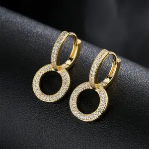 Wholesale Vintage Copper Geometric 18k Gold Micro-set Zircon Earrings Wholesale