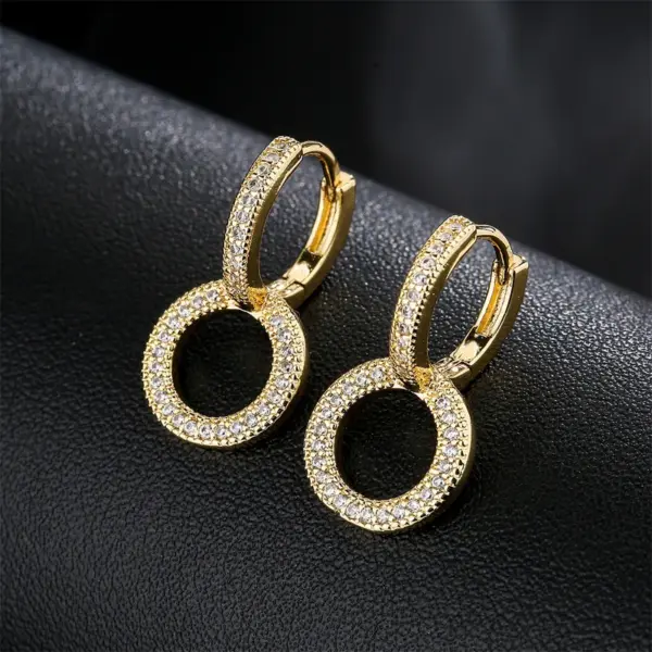 Wholesale Vintage Copper Geometric 18k Gold Micro-set Zircon Earrings Wholesale