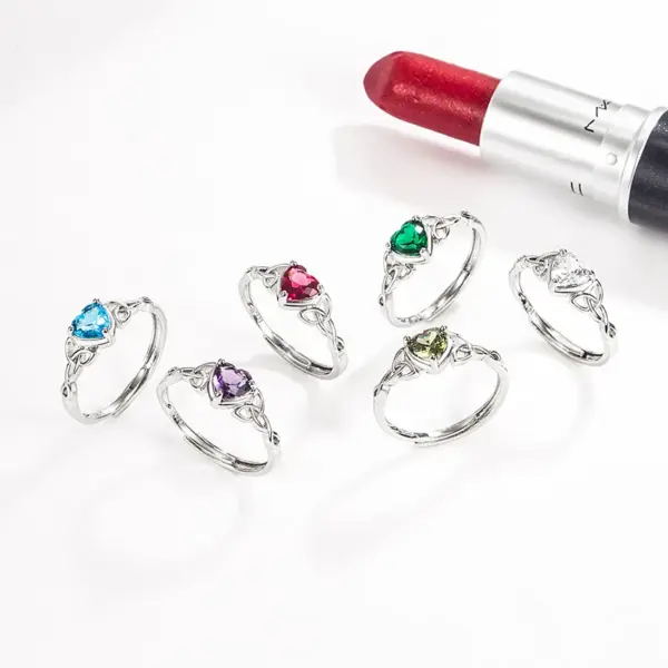 Wholesale Fashion Heart Shape Copper Inlay Zircon Rings 1 Piece