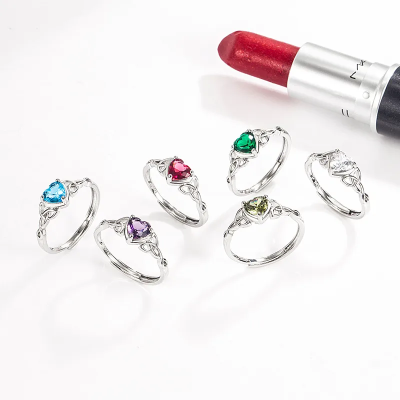 Wholesale Fashion Heart Shape Copper Inlay Zircon Rings 1 Piece