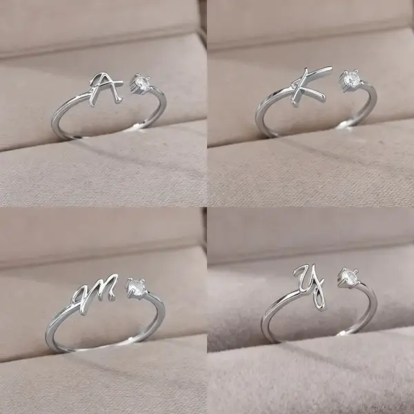 Wholesale Gold Plated Copper Open Ring With Micro-Paved Zirconium Stone Calligraphy Design Unisex Minimalist Daily Commuting Jewelry