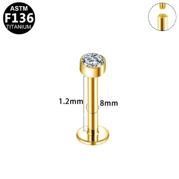 1 Piece Lip Rings Simple Style Shiny Panda Glasses Spider Pure Titanium Titanium Alloy Zircon 14K Gold Plated White Gold Plated Lip Rings Ear Cartilage Rings & Studs