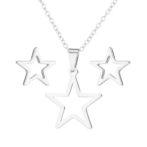 Wholesale PVD Coated 18K Gold Real Gold Plated Pentagram 201 Stainless Steel Fashion Waterproof Non Tarnish Earrings Necklace