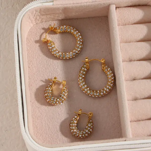 Wholesale PVD Coated Real Gold Plated 18K Gold Geometric 304 Stainless Steel Retro Waterproof Non Tarnish Earrings
