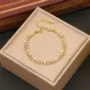 Ion Plating (IP) 18K Gold Real Gold Plated Grain 304 Stainless Steel Casual Commute Waterproof Non Tarnish 304 Stainless Steel Bracelets