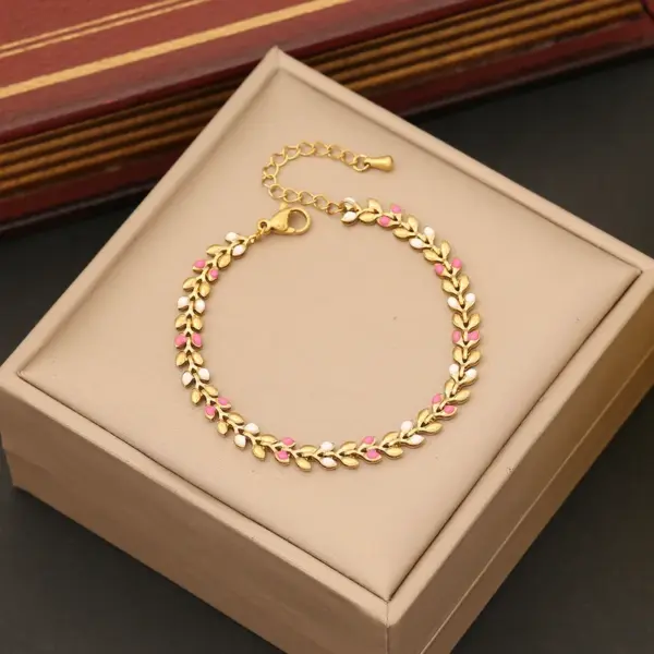 Ion Plating (IP) 18K Gold Real Gold Plated Grain 304 Stainless Steel Casual Commute Waterproof Non Tarnish 304 Stainless Steel Bracelets