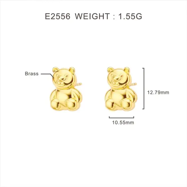 Copper Bear Electroplating Electroplated K Gold Plated Golden Plated White Gold Plated Cute Simple Style Plating Ear Studs