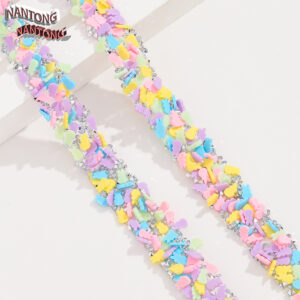 10 pink, yellow, green, blue and purple rabbit with diamonds / 1.5cm double-layer hot melt adhesive, colorful resin mixed adhesive strip