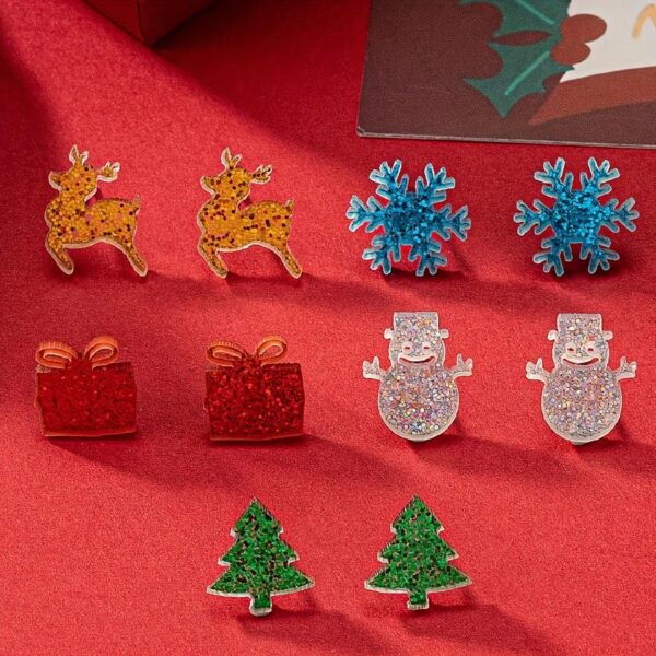 oly-3194239c98a2f008a6307ce256382eb2 Wholesale Jewelry Supply 5 Pair Acrylic Christmas Earrings