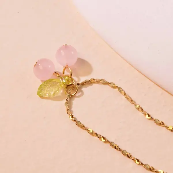 Wholesale 304 Stainless Steel Plastic Cherry Ion Plating (IP) 18K Gold Plated Simple Style Commute Waterproof Non Tarnish Plating Regular Chain Pendant Necklace