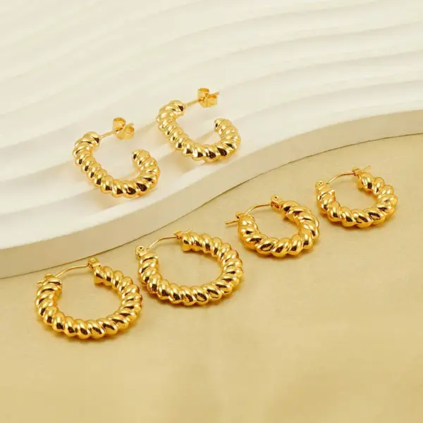 Wholesale 1 Pair Elegant Water Droplets Polishing Gold Plated Stainless Steel Titanium Steel 18K Gold Plated Earrings