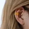 Wholesale Ion Plating (IP) Real Gold Plated 18K Gold Coral 304 Stainless Steel Simple Style Waterproof Non Tarnish Ear Cuffs