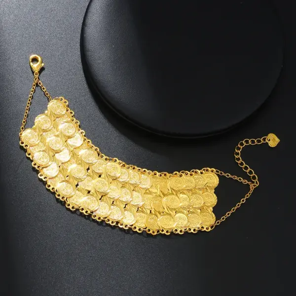 Wholesale Retro Roman Style Coin Copper Plating 18k Gold Plated Bracelets