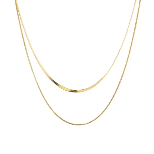Wholesale PVD Coated Real Gold Plated 18K Gold Solid Color 304 Stainless Steel Modern Style Waterproof Non Tarnish 304 Stainless Steel Necklace