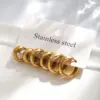 Wholesale Simple IG Style Hoop Earrings For Women Made Of 304 Stainless Steel With 18K Real Gold Plating