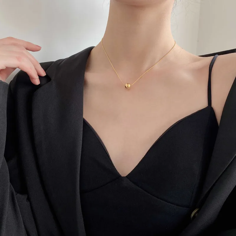 Wholesale 1 Piece Simple Style Ball Titanium Steel Pendant Necklace