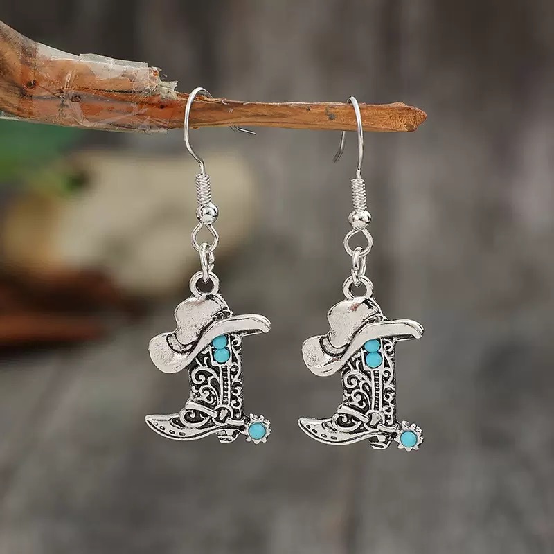 Wholesale Bohemian West Style Creative Cowboy Hat Boots Earrings Western
