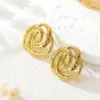 Wholesale 1 Pair Casual Vacation Irregular Geometric Curve Hollow Out 304 Stainless Steel Imitation Gold Electroplating Ear Studs
