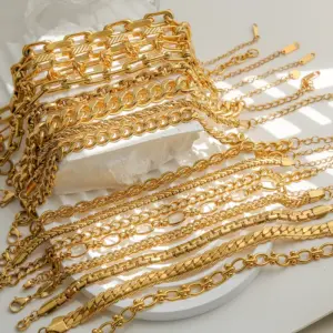 Wholesale Ion Plating (IP) Letter 304 Stainless Steel Classic Style Waterproof Non Tarnish 304 Stainless Steel Lobster Trigger Clasp Closure Chain Bracelet