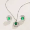 Wholesale Retro Geometric Copper Inlay Zircon Gold Plated Earrings Necklace