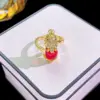 Wholesale Jewelry Elegant Classic Style Pearl Butterfly Nail Copper Zircon 18K Gold Plated K Gold Plated Inlay Open Rings