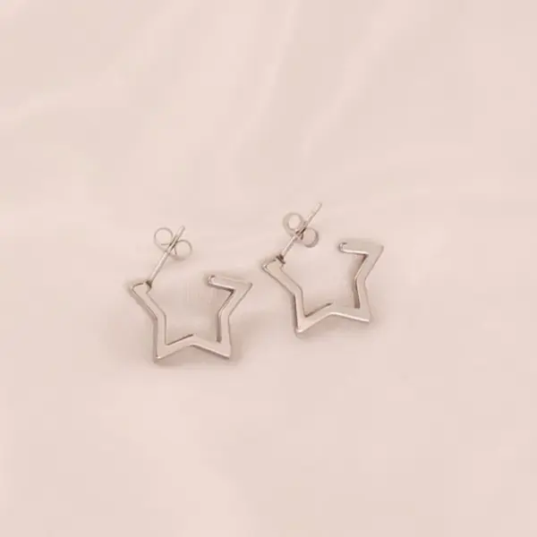Wholesale 1 Pair Simple Style U Shape Pentagram Round 304 Stainless Steel 18K Gold Plated Earrings